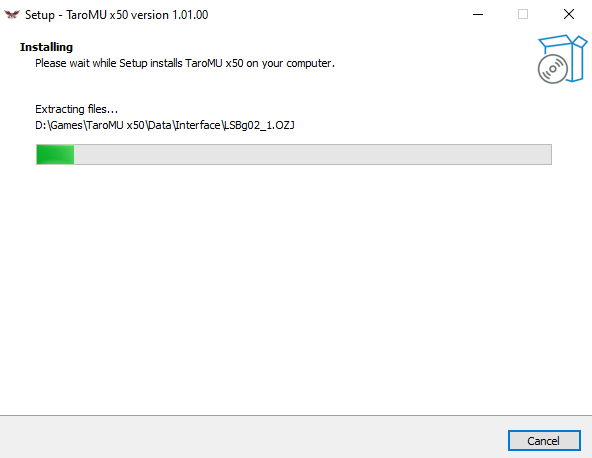 Files being extracted to the game folder.