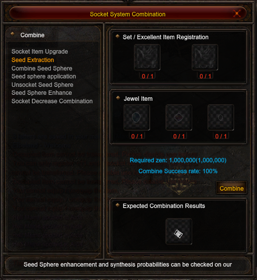 Seed Extraction — two Set/Excellent items plus three jewels.